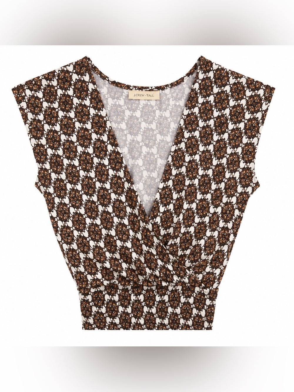 Sofia Made in Italy Leo Wrap Top OneSize Brown Ivory Abstract Print Surplice NWT